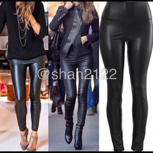 Black Faux Leather leggings high waist New sexy